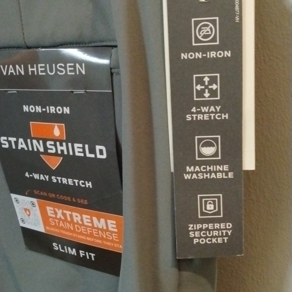Van Heusen Flex 3 Flat Front Straight Leg Smoked Pearl - Slim Fit  size 30x32 - Picture 11 of 15
